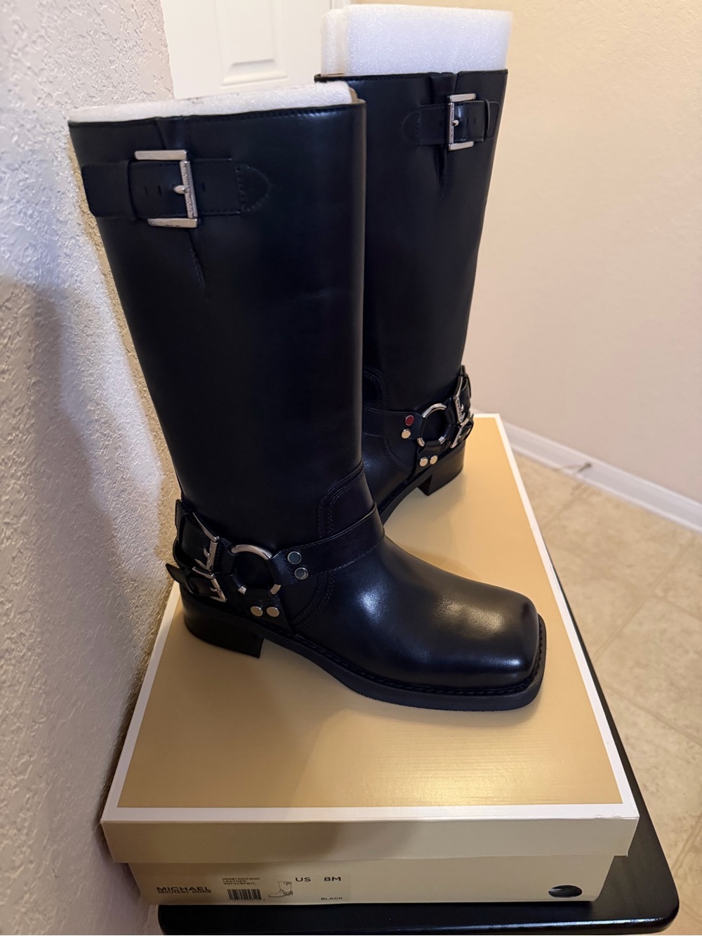 Michael Kors Black Leather Moto Boots